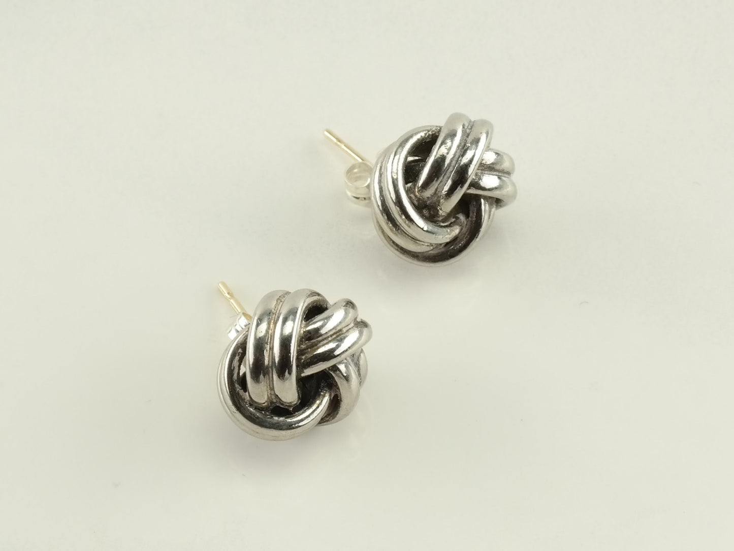 Designer Sterling Silver Braided 14k Stud Earrings