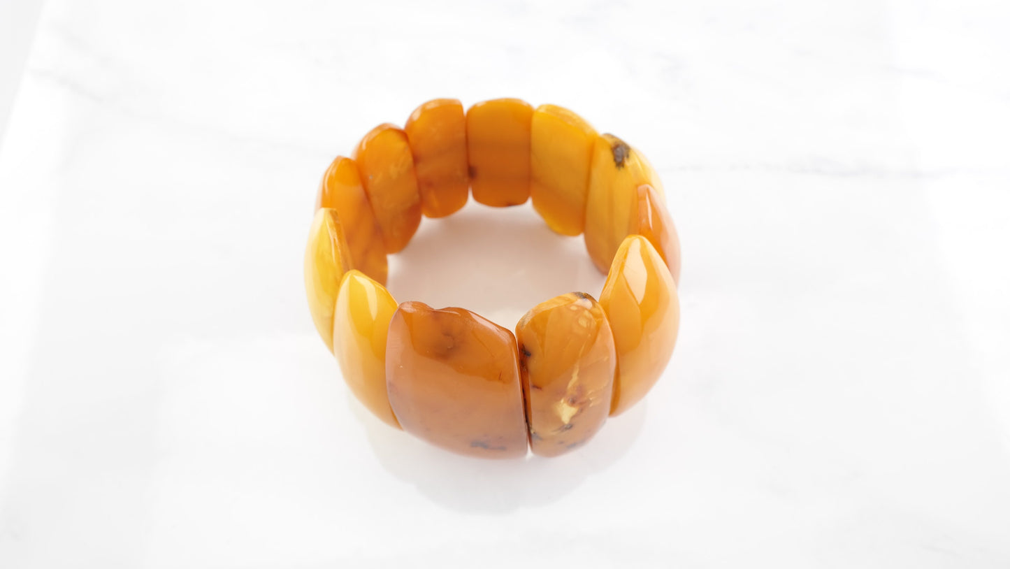 Amber Stone Graduated Stretch Bracelet 8"