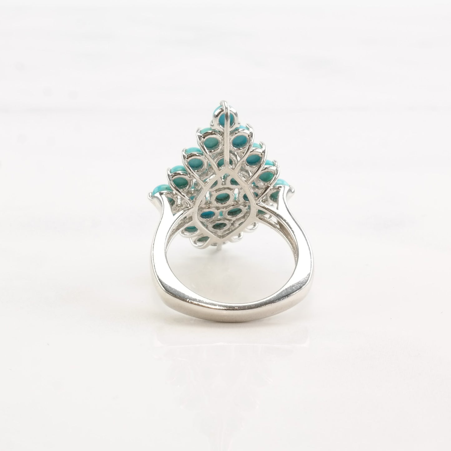 Sterling Silver Ring Turquoise Cluster Size 5 1/4