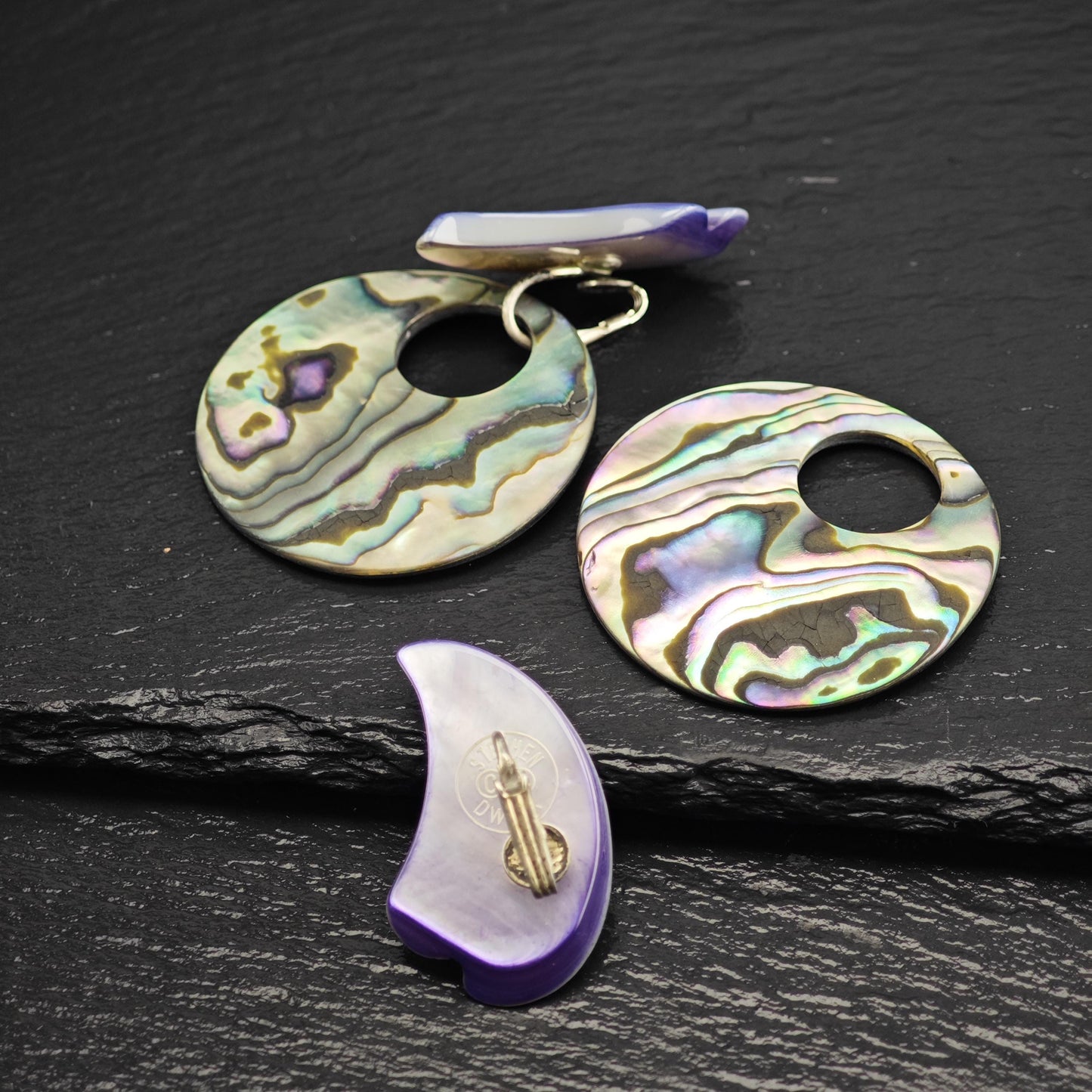 Stephen Dweck Abalone Shell Clip On/Dangle Sterling Silver Earrings ER3191