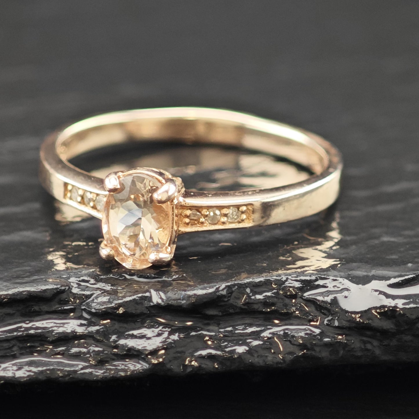 Choice of 14K Rose Gold Plated Morganite Ring Sterling Silver Sz 10 R6171