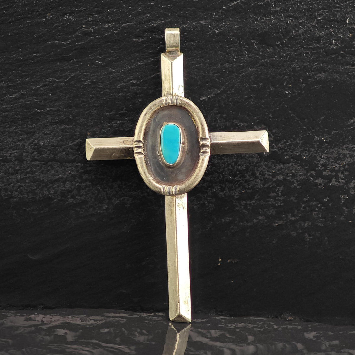 Turquoise Cross Pendant Sterling Silver P3132