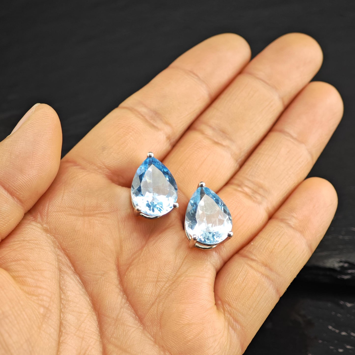 20cttw Topaz Teardrop Stud Sterling Silver Earrings ER3122