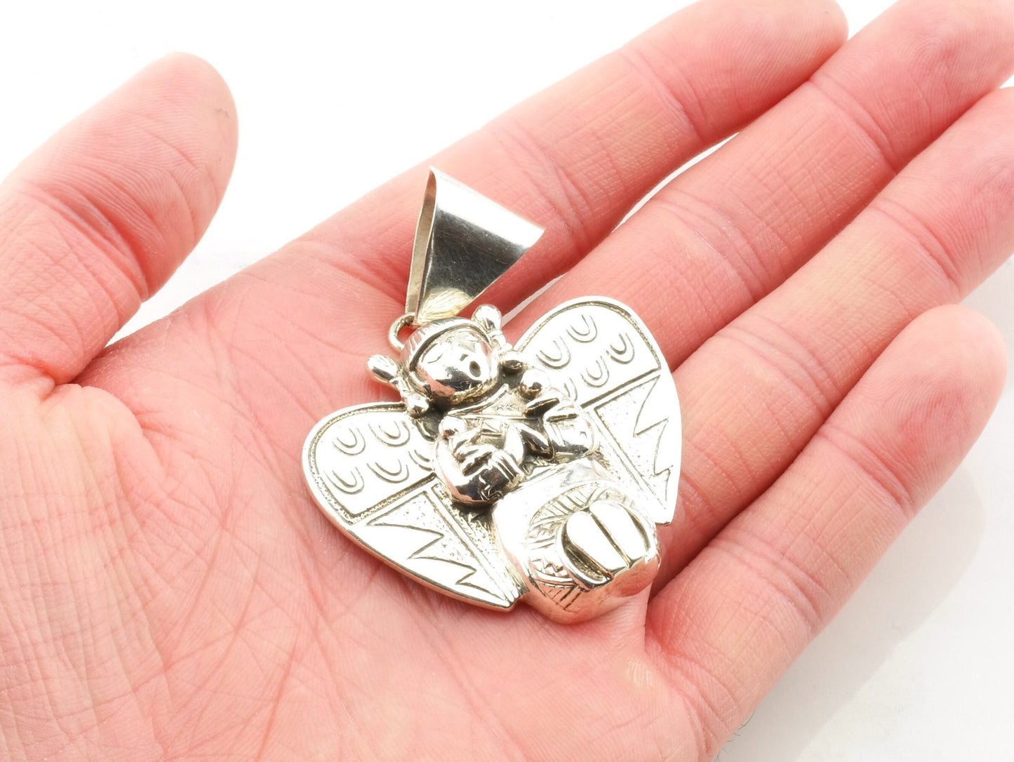 Vintage Fertility Heart Symbol Sterling Silver Pendant