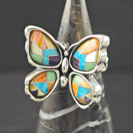 Carolyn Pollack Butterfly Inlay Ring Sterling Silver