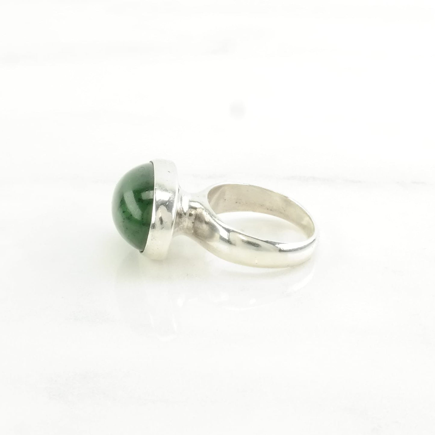 Georg Jensen Silver Ring Jade, Nephrite 123B Sterling Green Size 4 1/4