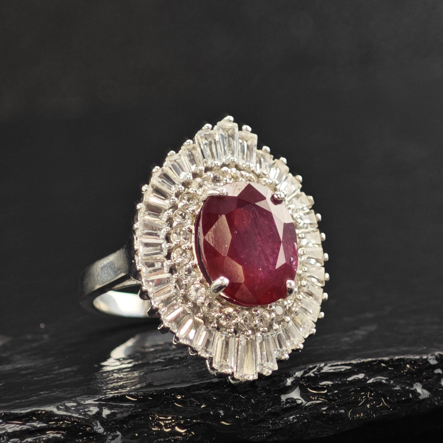 LGF Ruby & Topaz Ballerina Sterling Silver Ring Sz 6 R6585