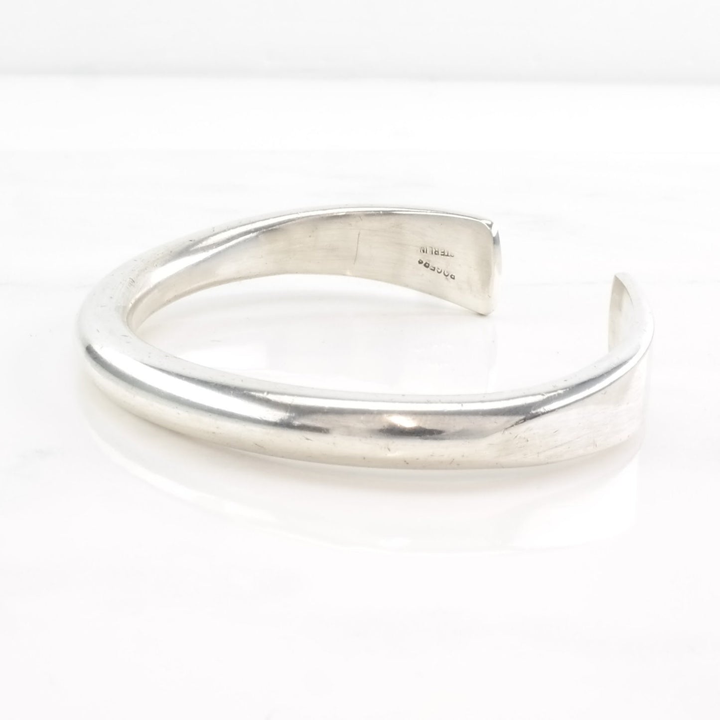 Vintage Sterling Silver Cuff Bracelet Circular Edge