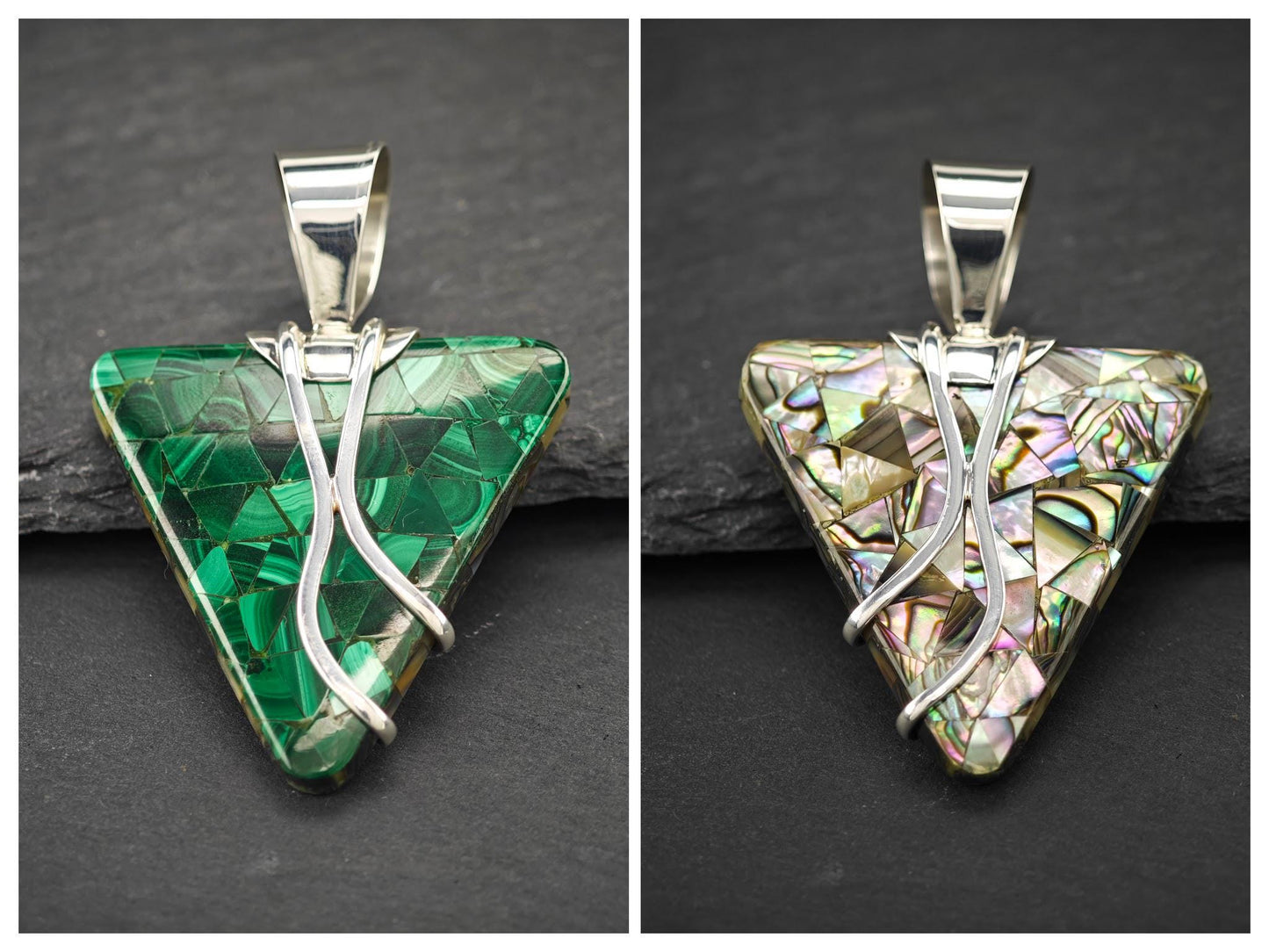 Choice of Vintage Green Gemstone Pendants Sterling Silver