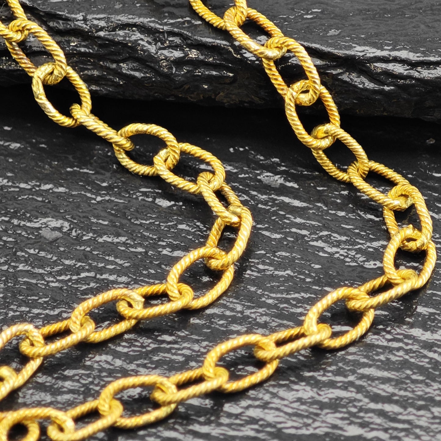 Gold Plated Oval Chain Sterling Silver Necklace N2755