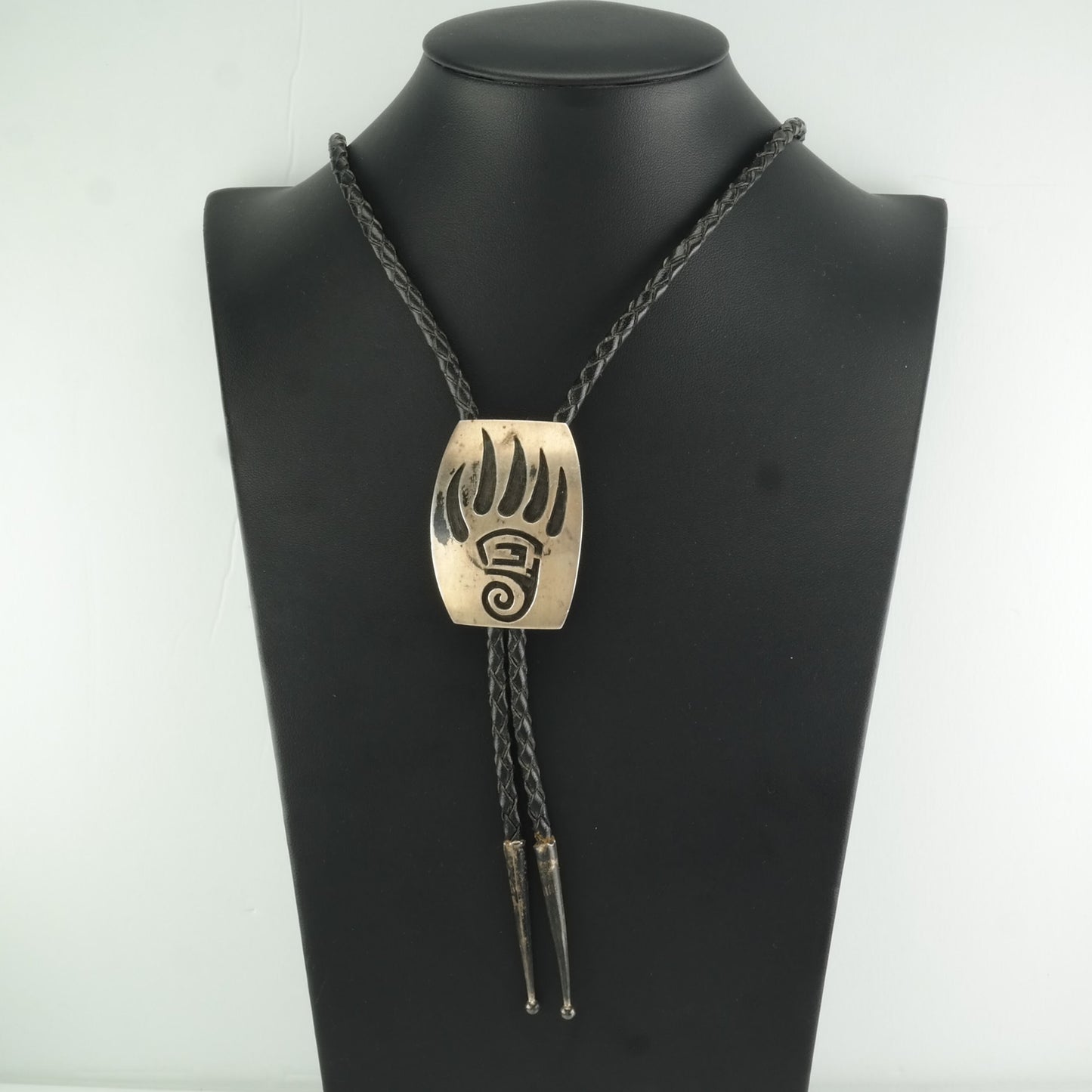 Hopi, Native American Sterling Silver Overlay Bear Claw Necklace