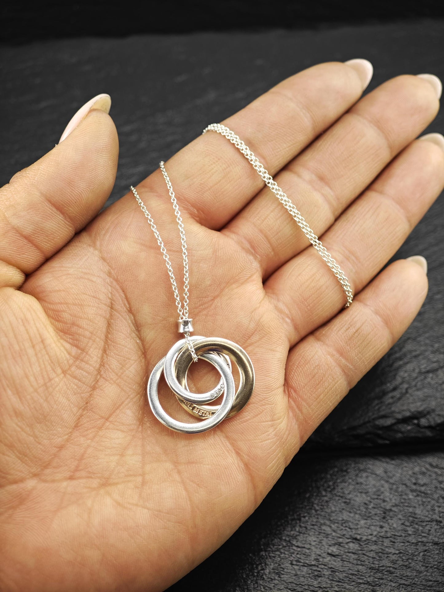 Vintage Tiffany Gold Tone 1837 Interlocking, Circles Necklace Sterling Silver N2494