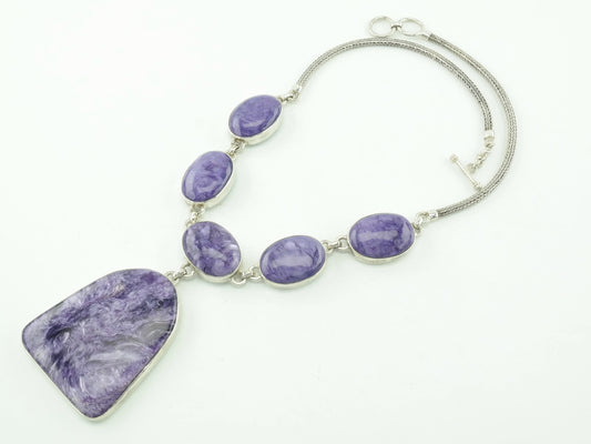 Southwest Sterling Silver Purple Charoite Necklace