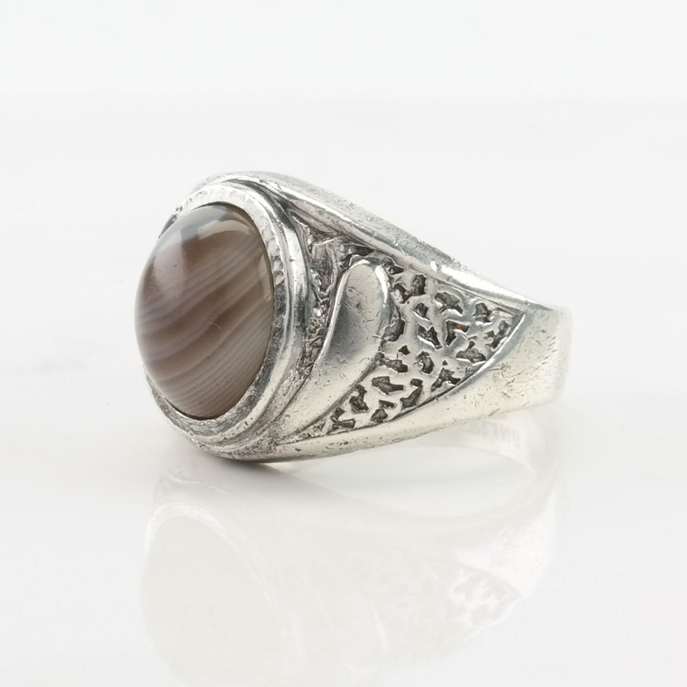 Sterling Silver Ring Agate Cabochon Size 9 1/2