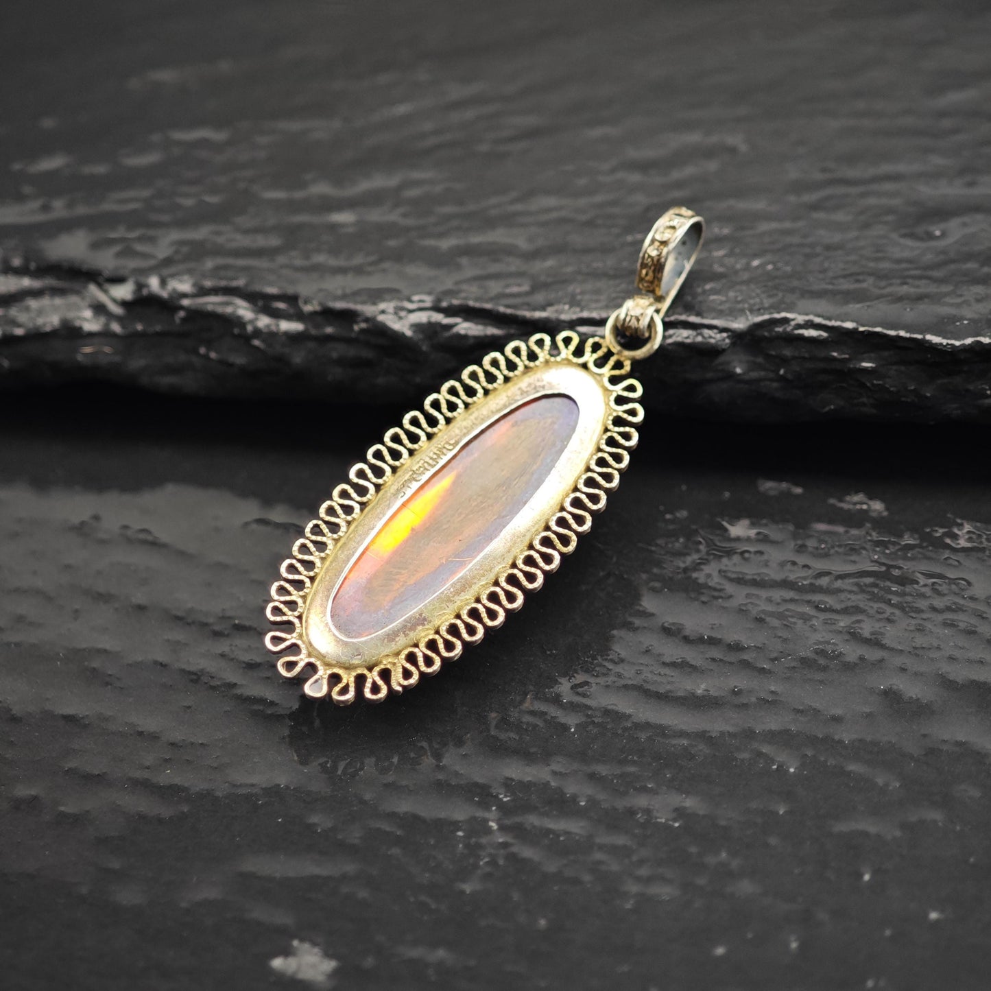 Dragon's Breath Opal Glass Pendant Sterling Silver P3049