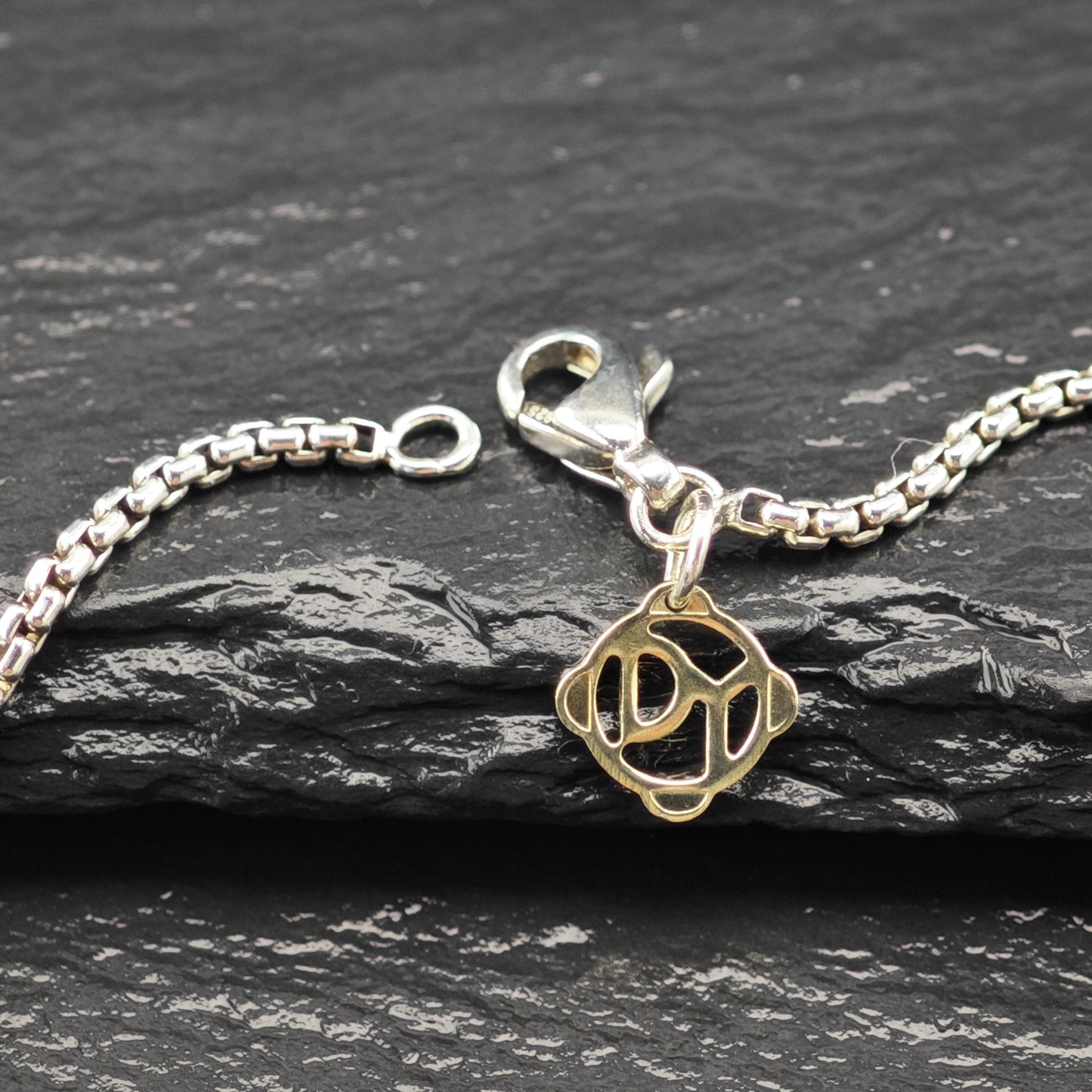 Vintage David Yurman Sterling Silver Gold 14K Gold Tag 2mm Box Chain Necklace