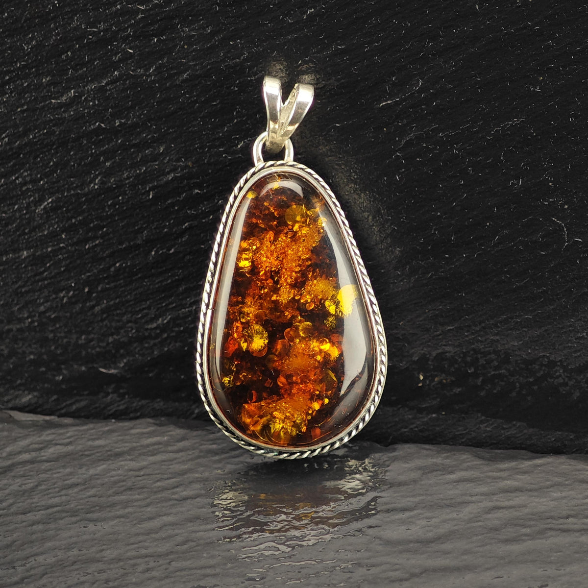 Amber Sterling Silver Pendant P3164