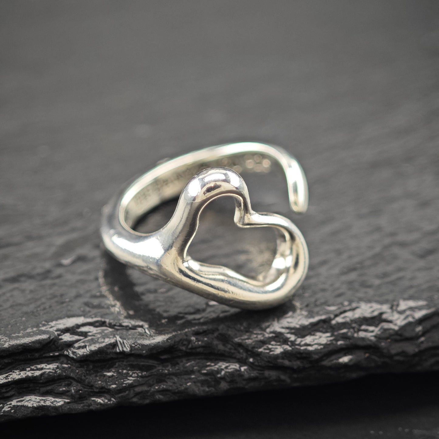 Vintage Tiffany, Elsa Peretti Heart Ring Sterling Silver Sz 5 3/4 R5931