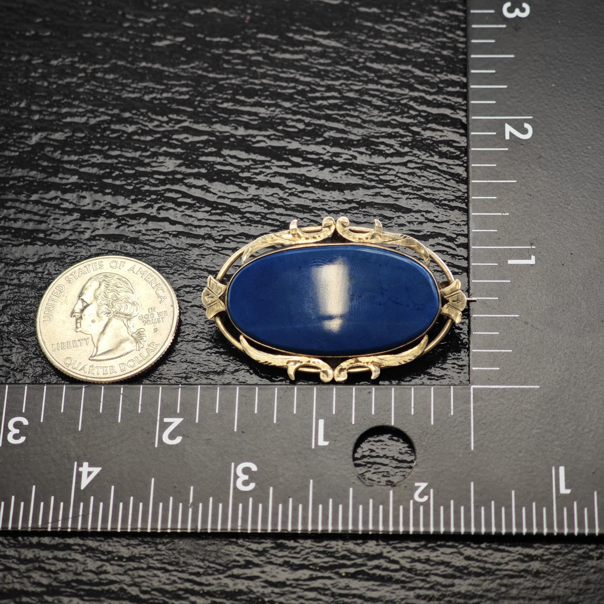 Mid-Century 800 Silver Blue Gemstone Sterling Silver Brooch B2265