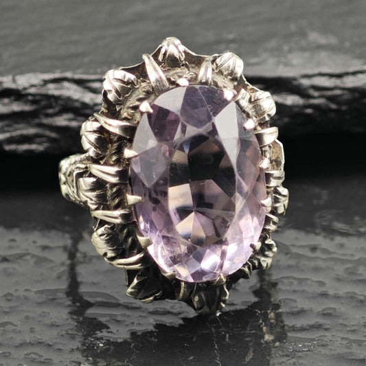 AS IS Mid Century Amethyst Sterling Silver Ring Sz 6 R6601