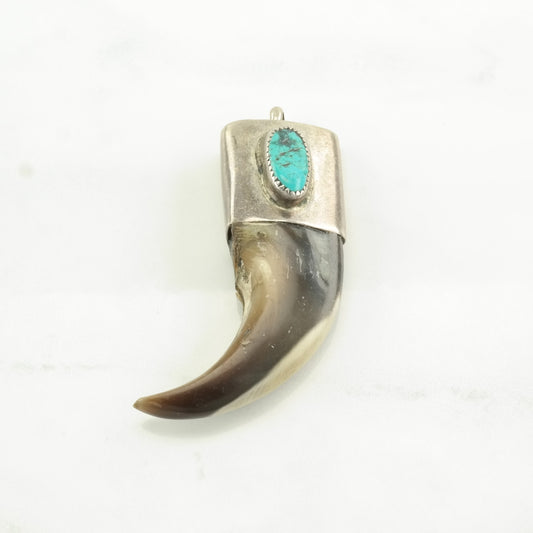 Vintage Native American Turquoise Sterling Silver Pendant