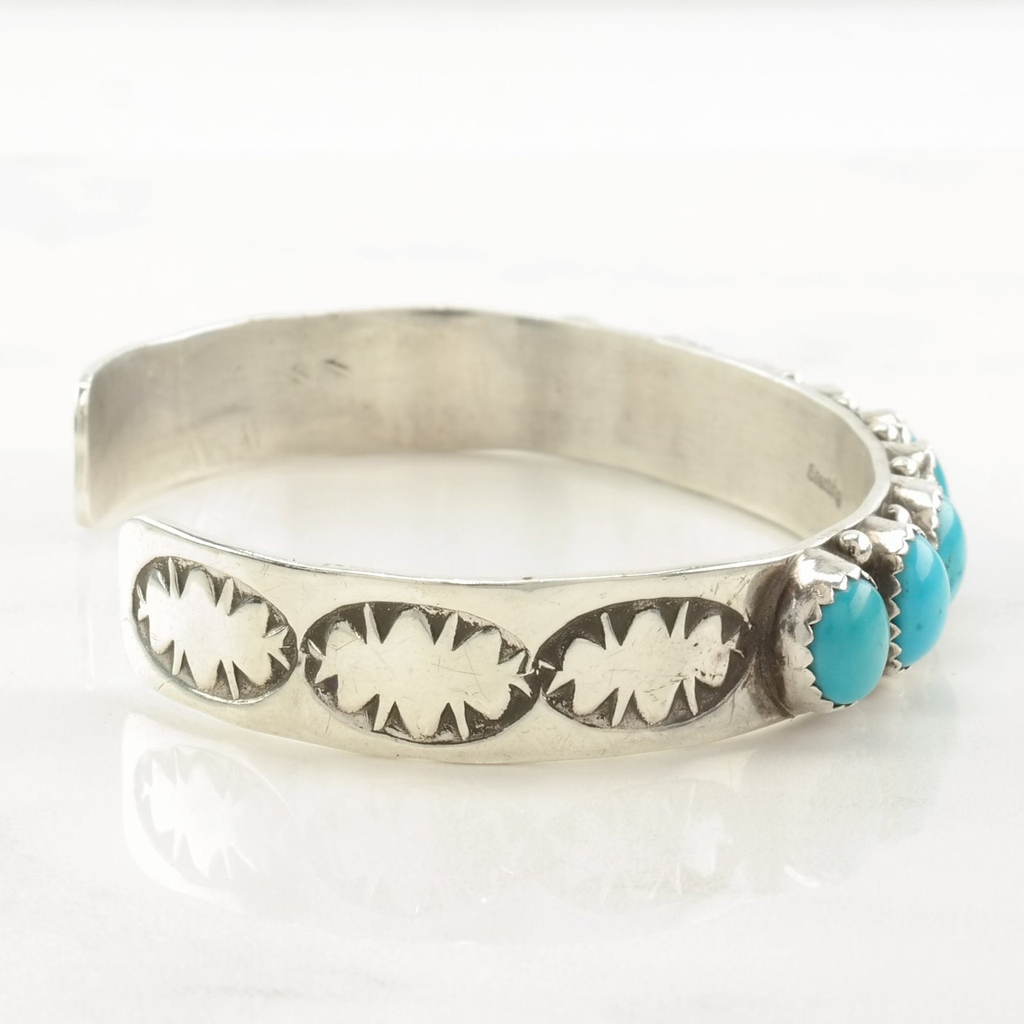 Southwest Sterling Silver Cuff Bracelet Turquoise, Row