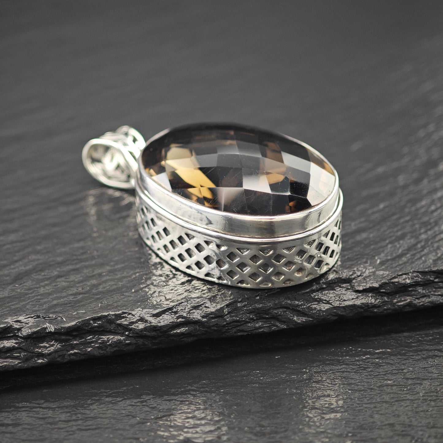 Oval Quartz Pendant - Sterling Silver  Style P2814