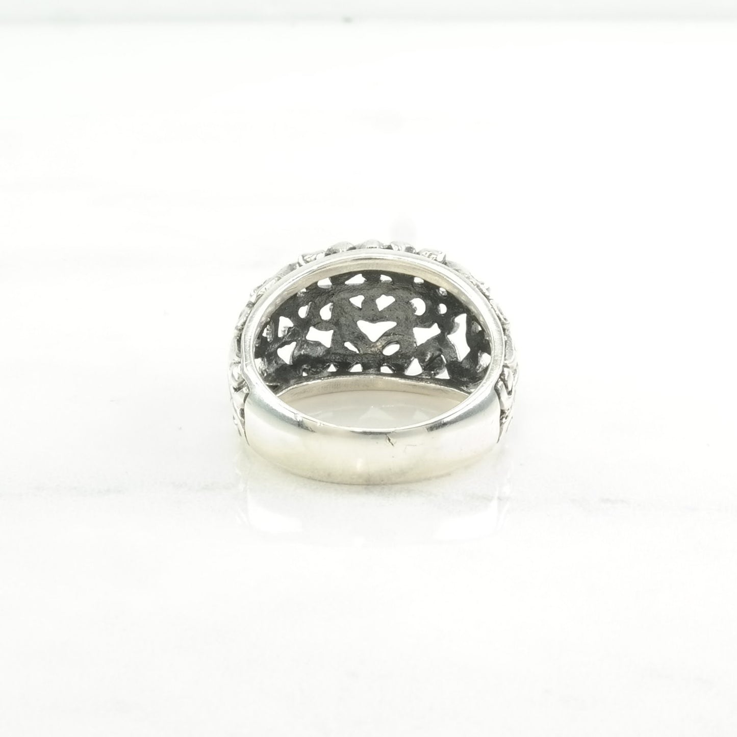 Sterling Silver Ring Filigree Floral Size 8 1/2