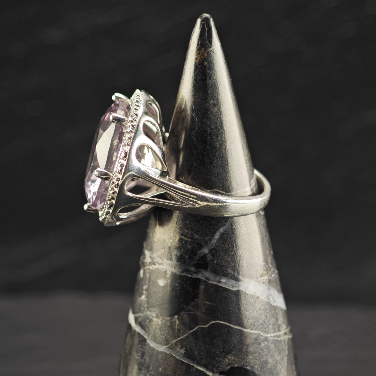 Large Amethyst CZ Sterling Silver Ring Sz 4 1/2 R6838