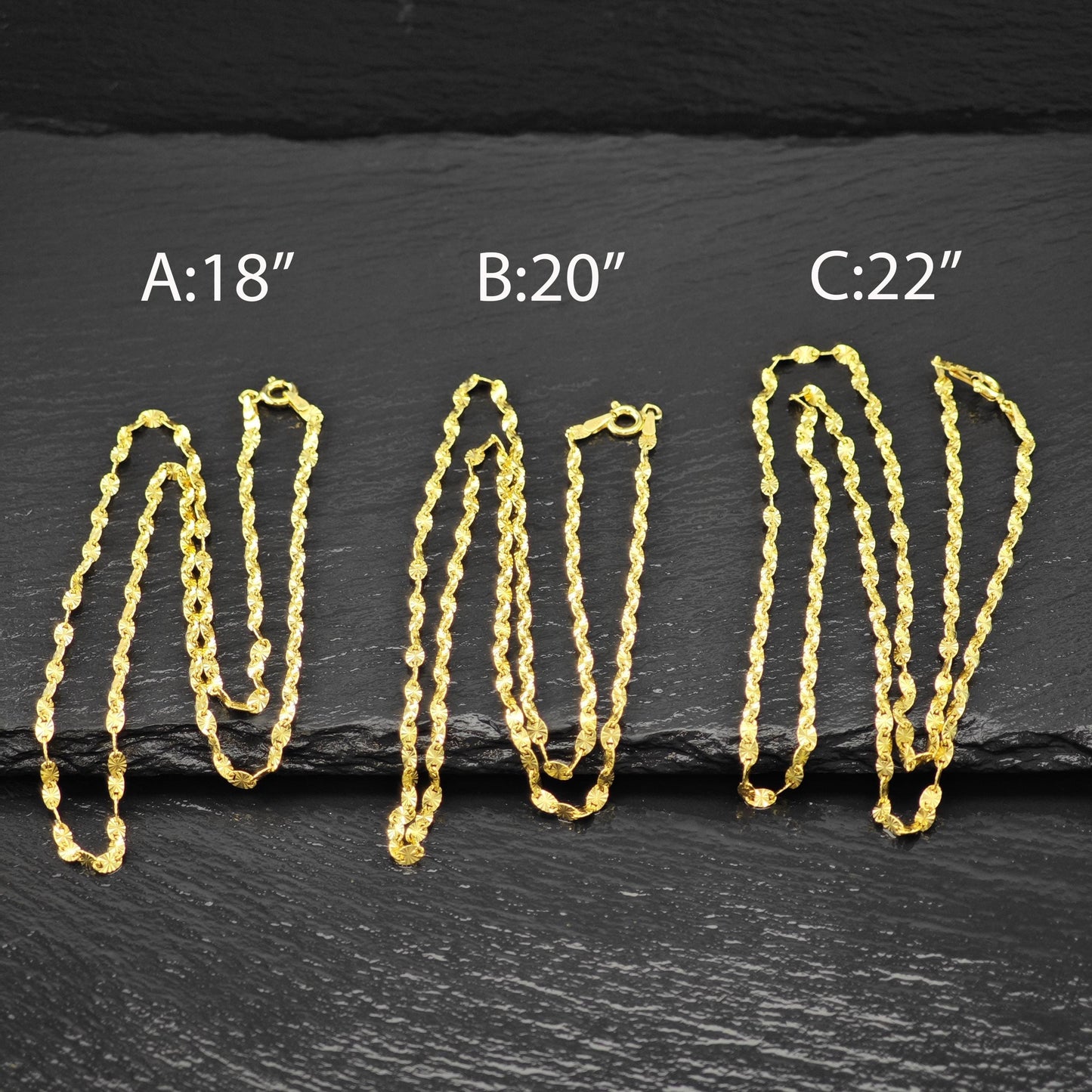 Choice of Sterling Silver Gold Plated Minimalist Chain Necklace 18"/20"/22" N2652