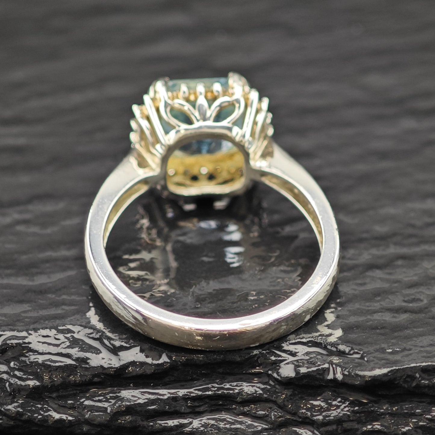 Squared Topaz Diamond Ring Sterling Silver Sz 7 R6200
