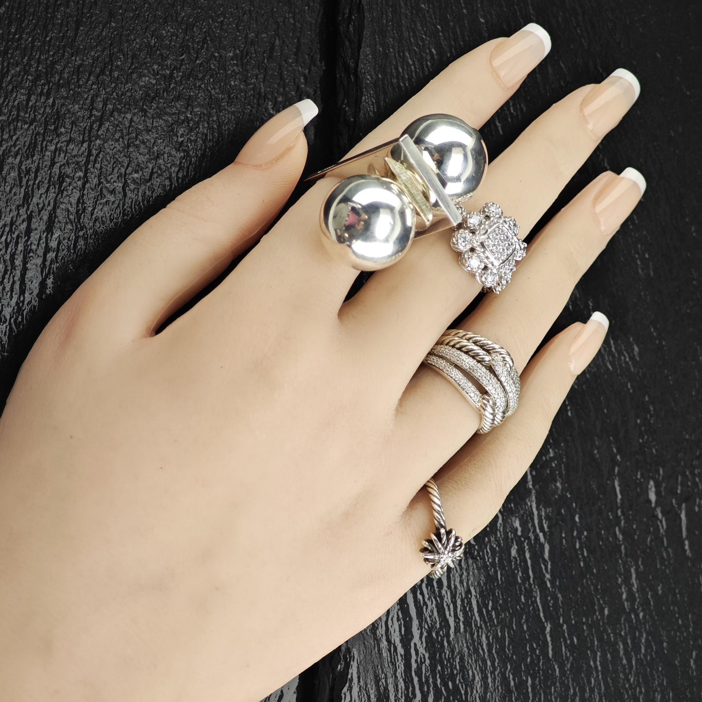 Finnish Designer Sterling Silver Ring Sz 6 3/4 R6569