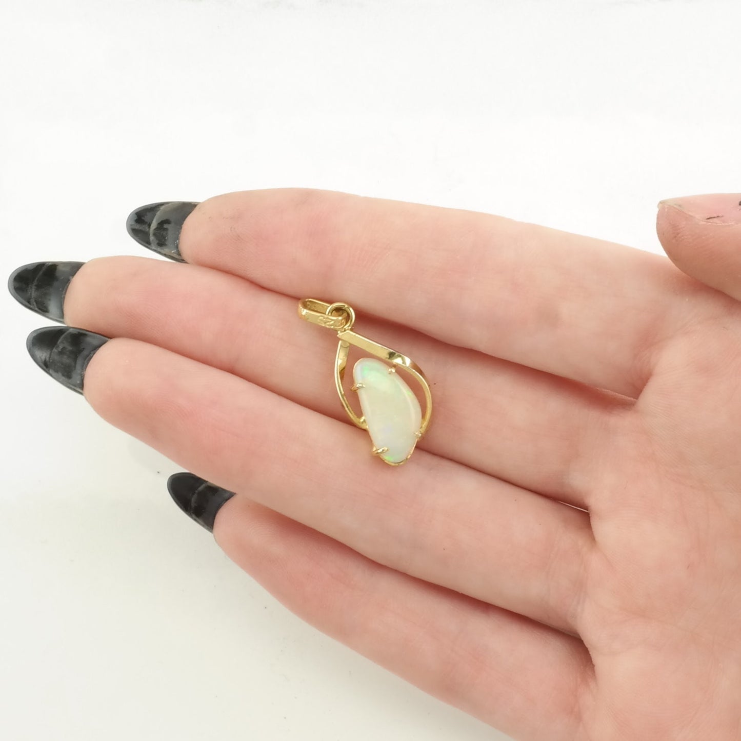 Vintage Natural Opal Gold Toned Sterling Silver Pendant