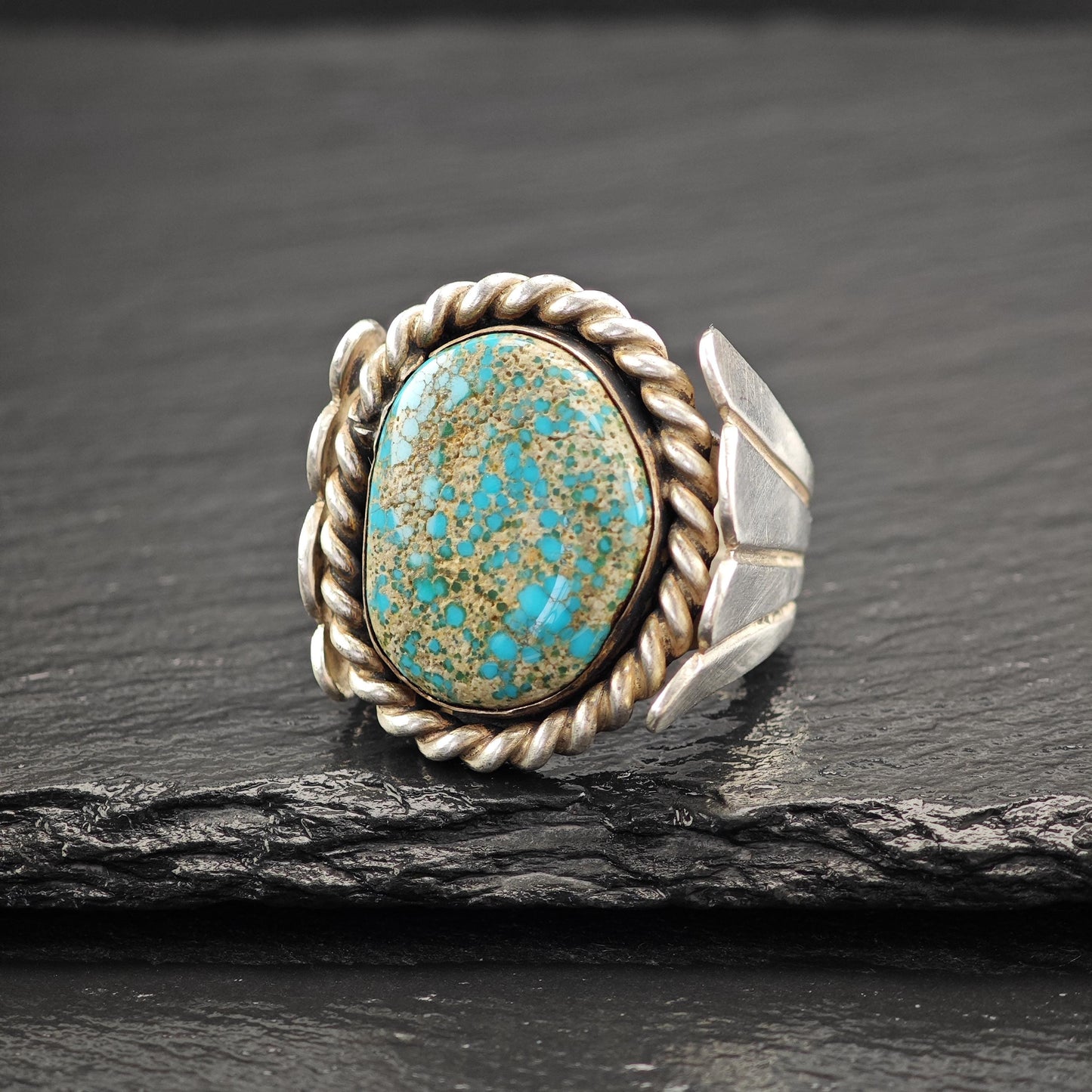 Lg Spiderweb Turquoise Ring Native Sterling Silver Jewelry R5793