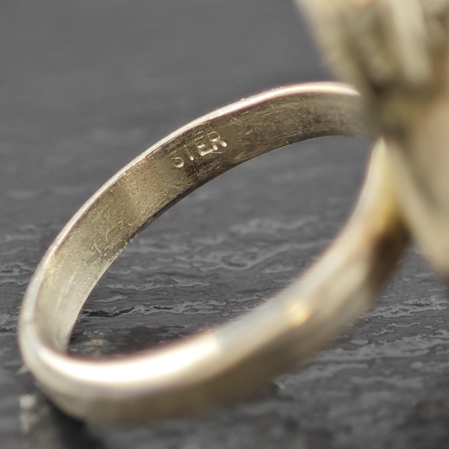 Native American Spiderweb Green Turquoise Ring Sterling Silver Sz 6