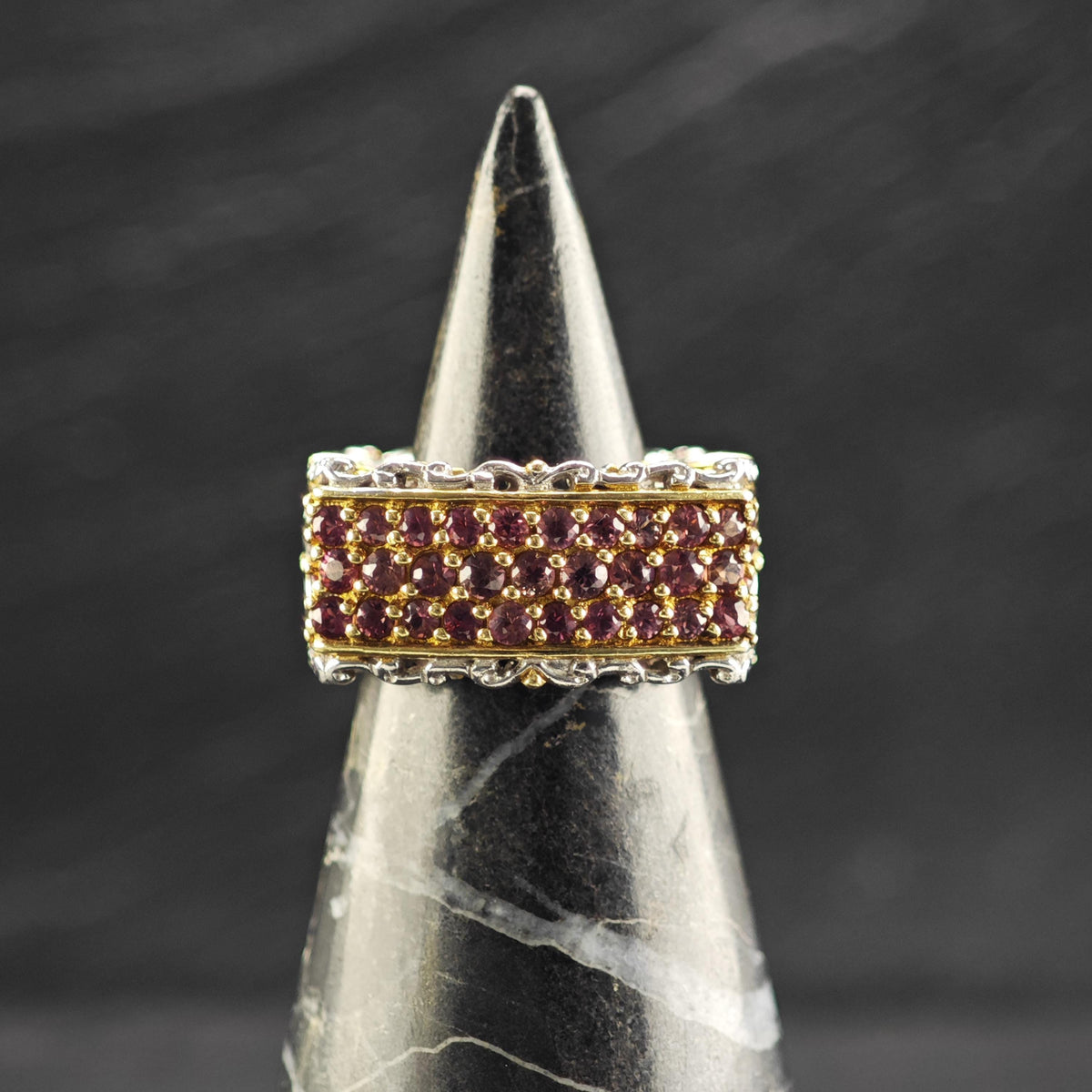 Pink Sapphire Pave Gold-plated Accent Sterling Silver Ring Sz 4 1/4 R6827