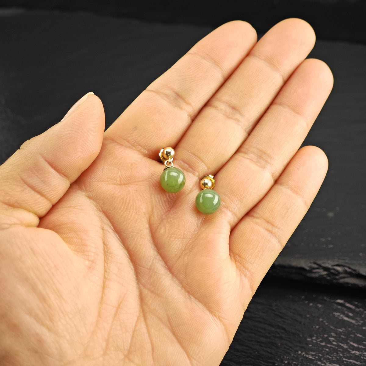 Nephrite Jade 14K Gold Stud/Dangle Earrings ER3224