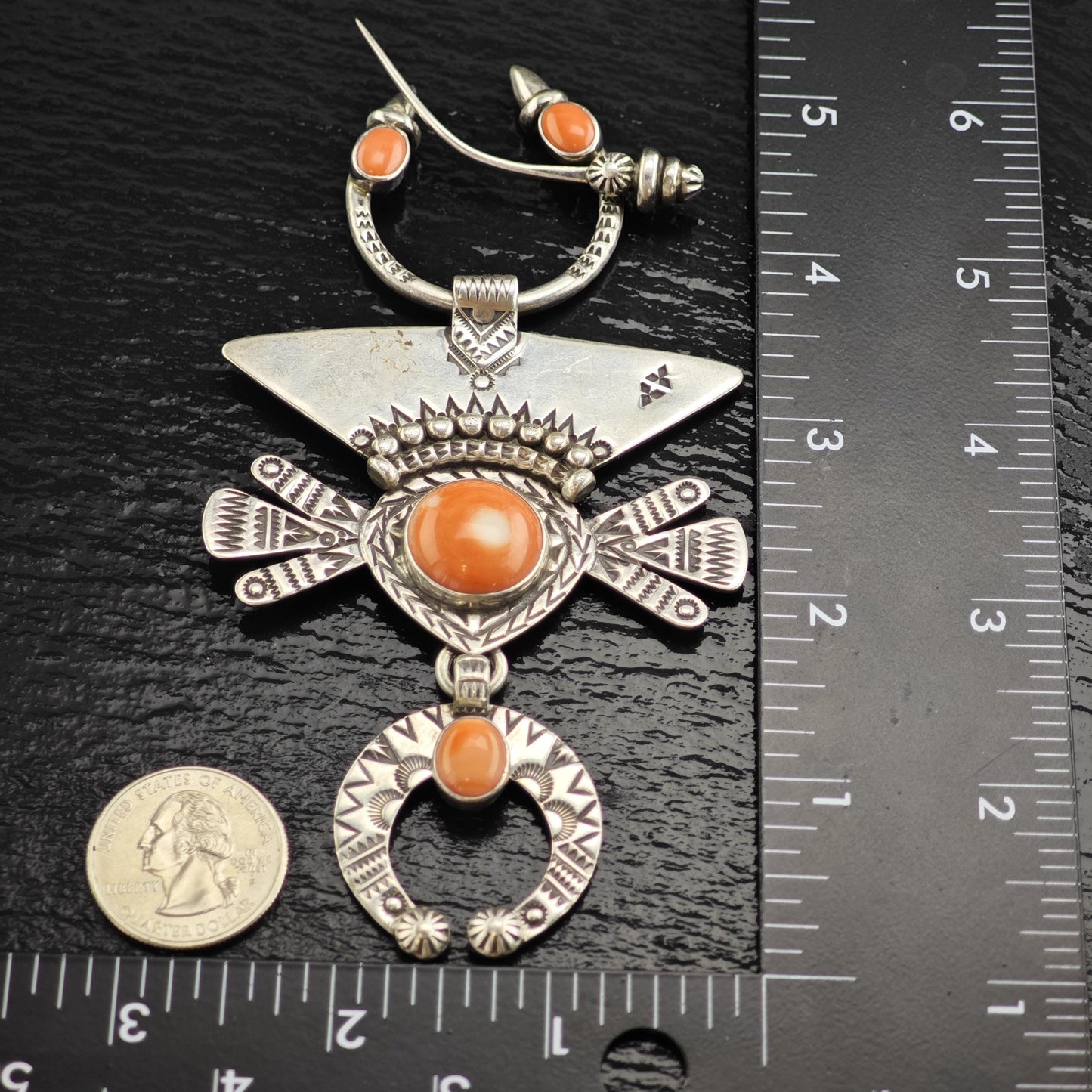 Kabylie Fibula, Coral by Melanie Deluca Sterling Silver