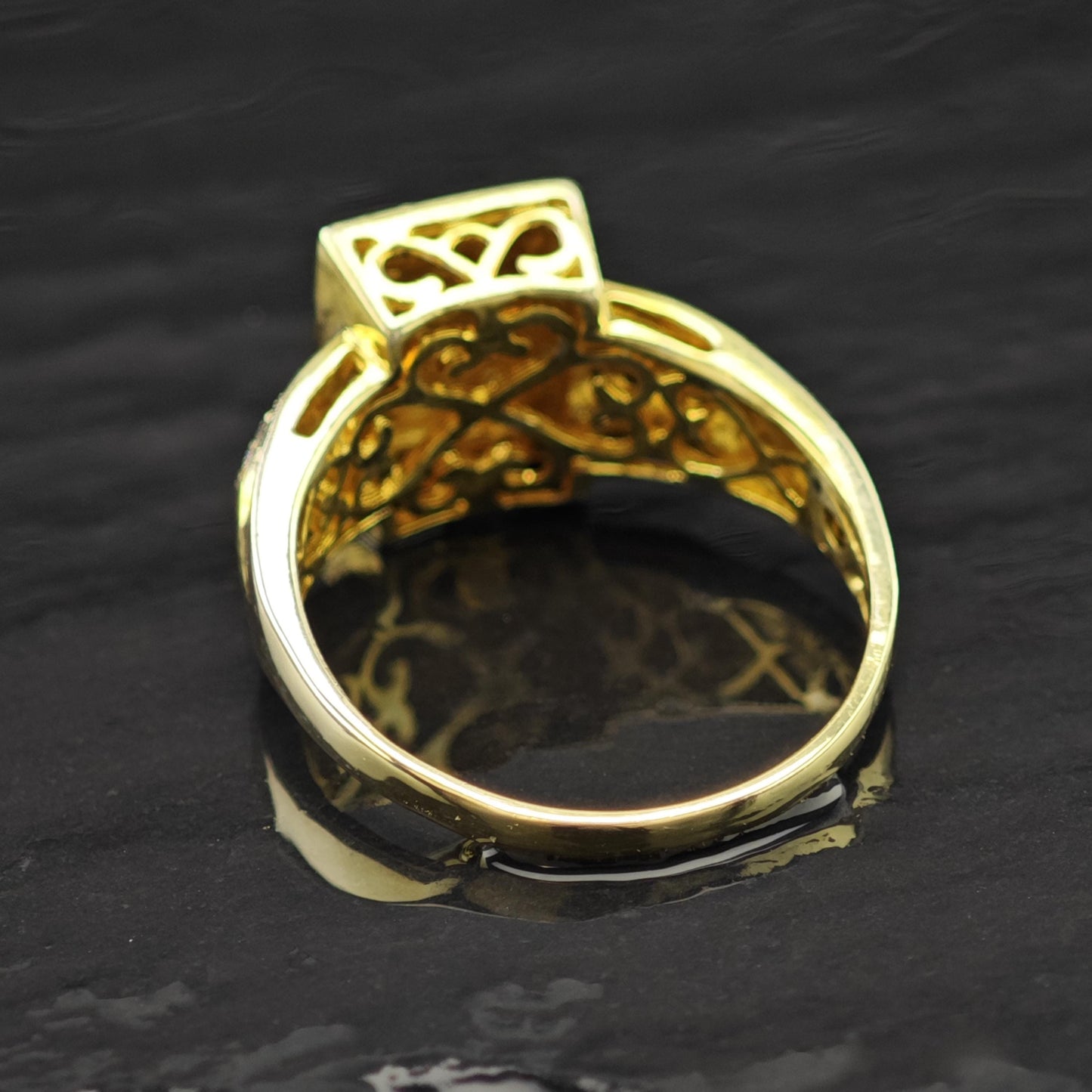 White Brown Diamonds Gold Plated Ring Sterling Silver Sz 8 3/4 R6240