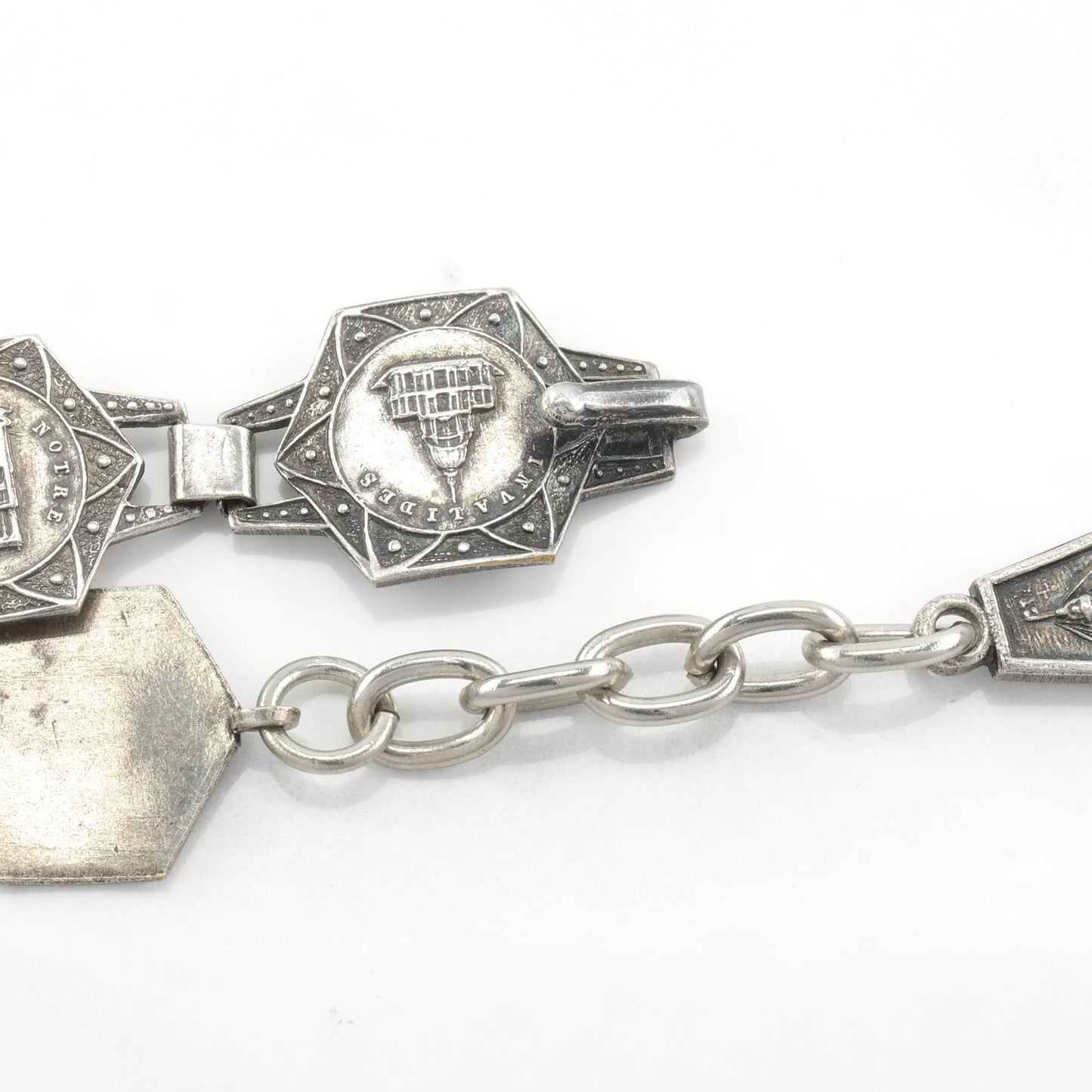 Vintage Silverplate Paris Link Bracelet Souvenir Travel, Eifel Tower, Filigrane Depose