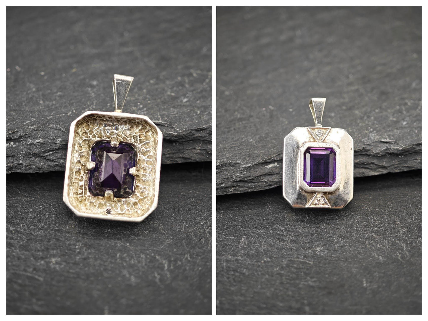 Choice of Vintage Purple Gemstone Pendants Sterling Silver