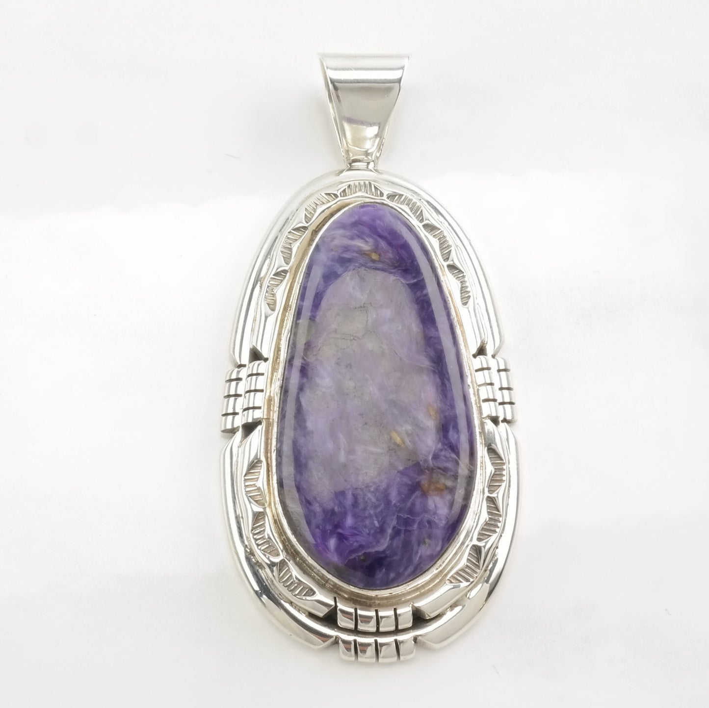 Navajo Charoite Large Sterling Silver Pendant