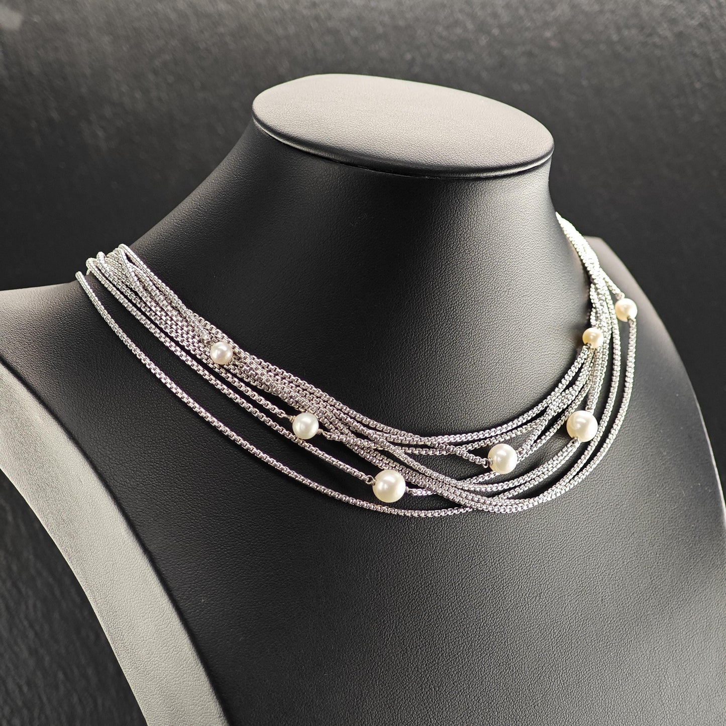 David Yurman Multi-Strand 18" Pearl Necklace Sterling Silver
