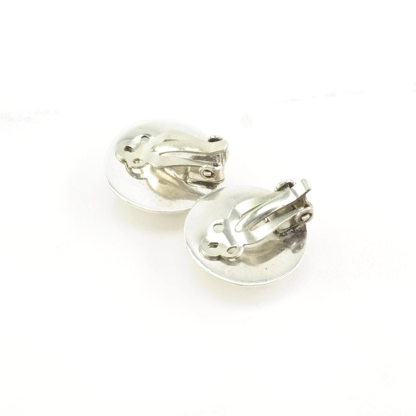 Vintage Sterling Silver Clip on Circle Earrings Dome Stamped