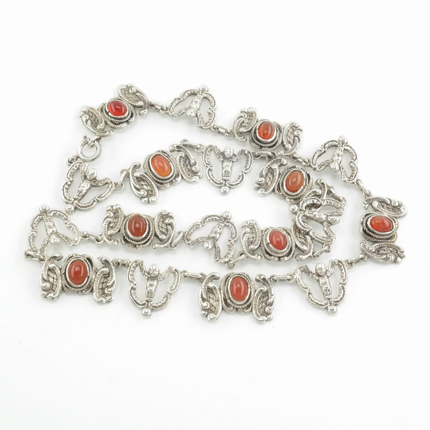 Peruzzi Sterling Silver Orange/Red Carnelian Angel Necklace