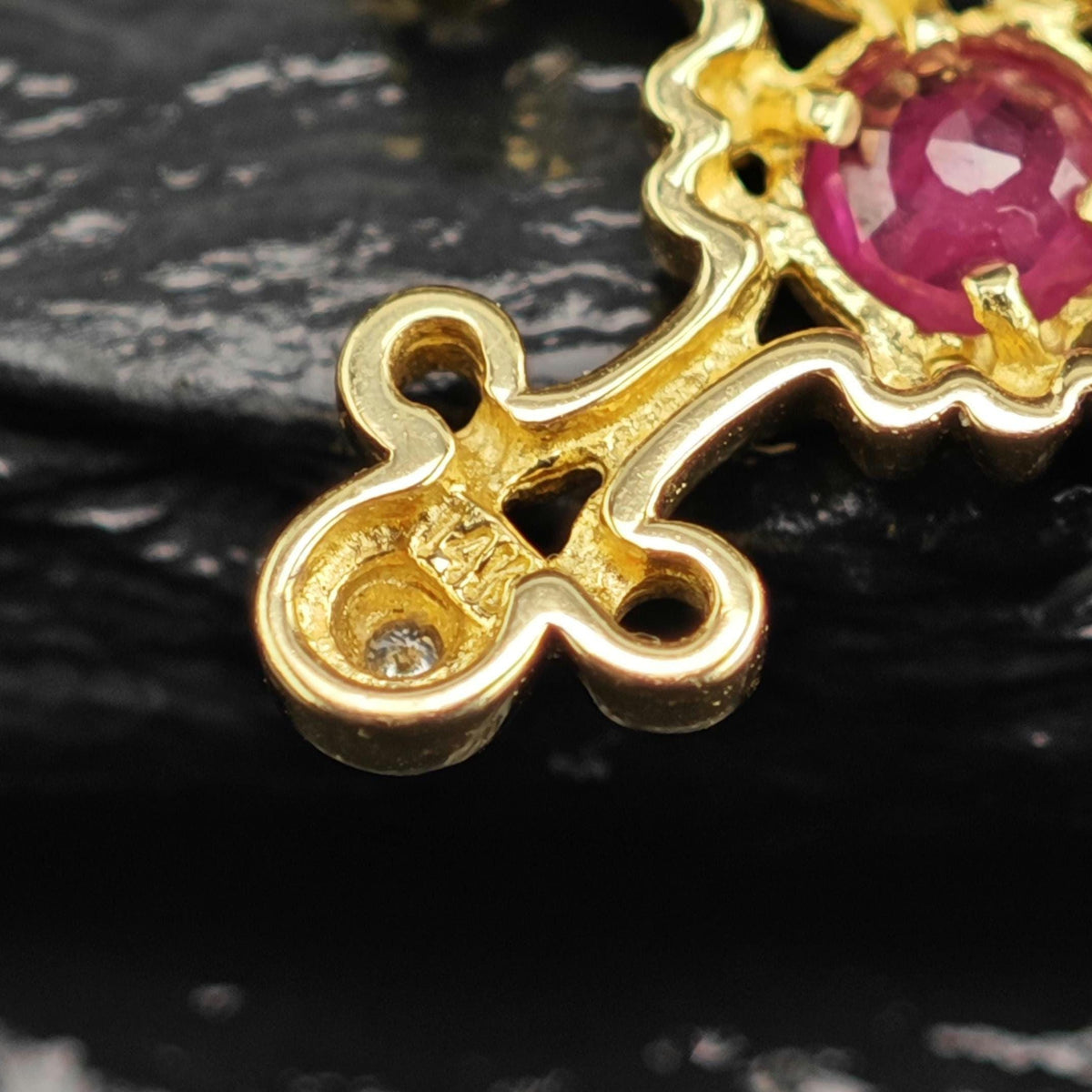 Natural Ruby Diamonds 14K Gold Cross Pendant P3103