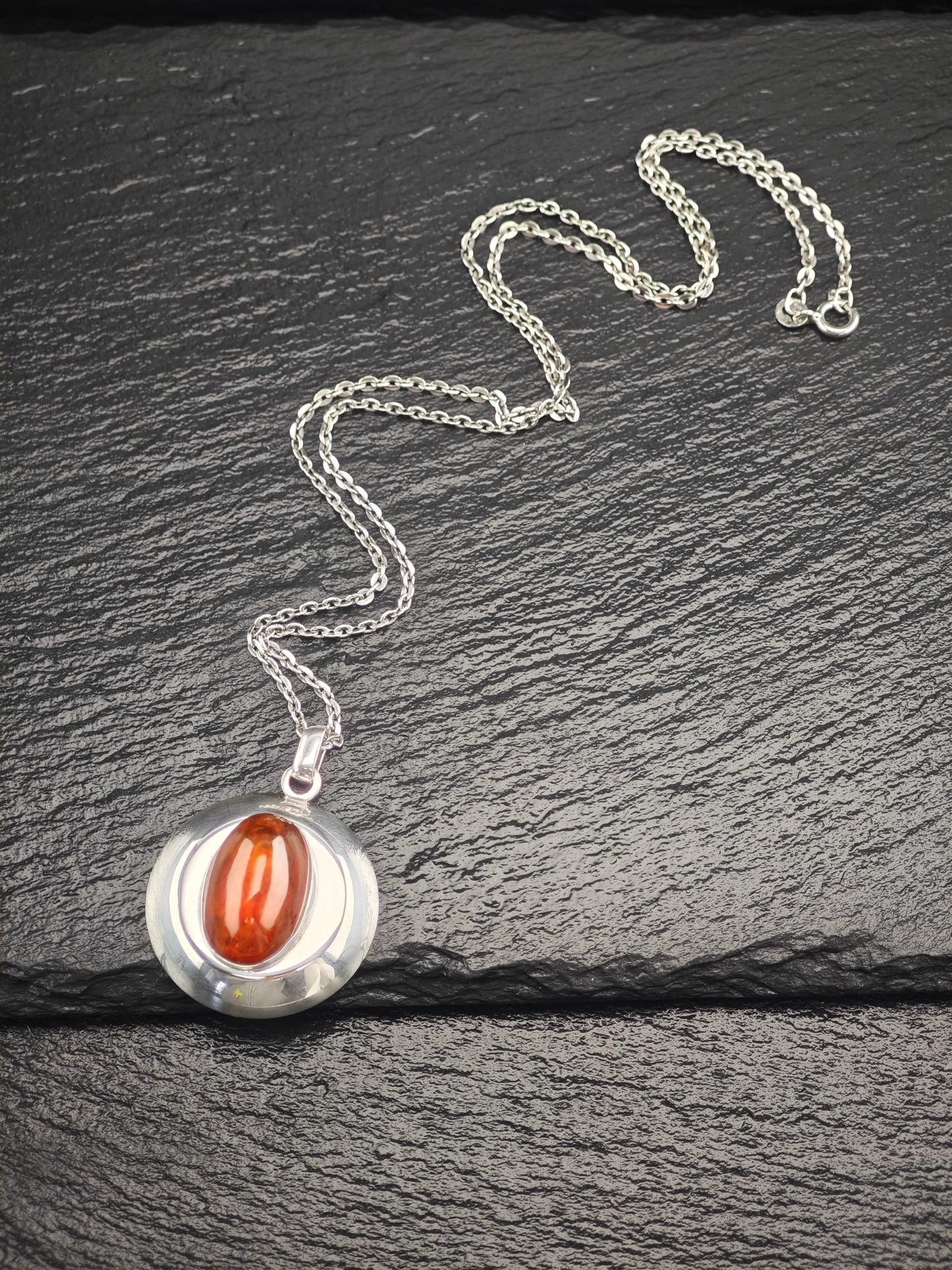 Denmark Amber, Oval Necklace Sterling Silver N2521