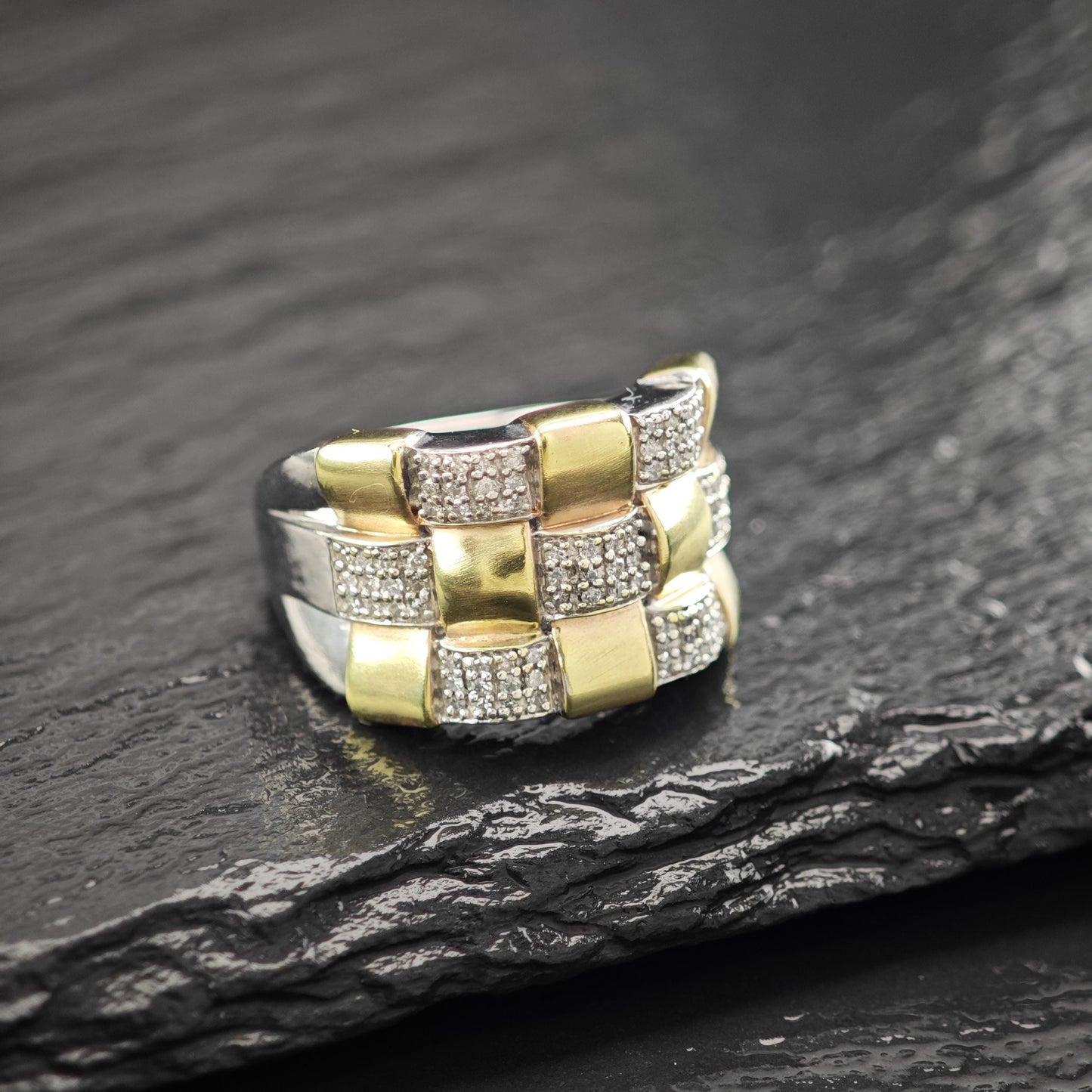 Sterling Silver Gold Gilded Diamond Ring JWBR