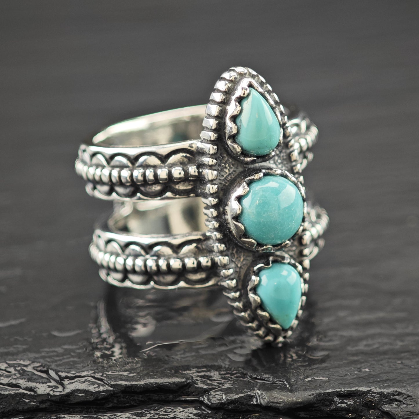 Carolyn Pollack Turquoise Ring Sterling Silver Size 7 1/2