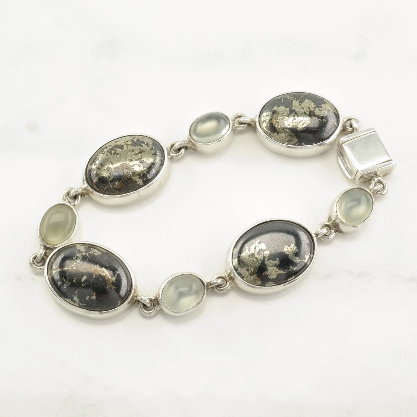 Designer Sterling Silver Link Bracelet Gemstone, Moonstone